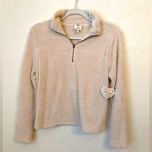 NWT Self Esteem Cream Half Zip Sweater Size Small